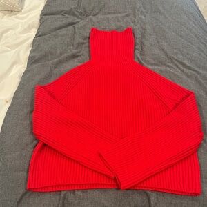Red Turtleneck Ribbed Sweater NWT